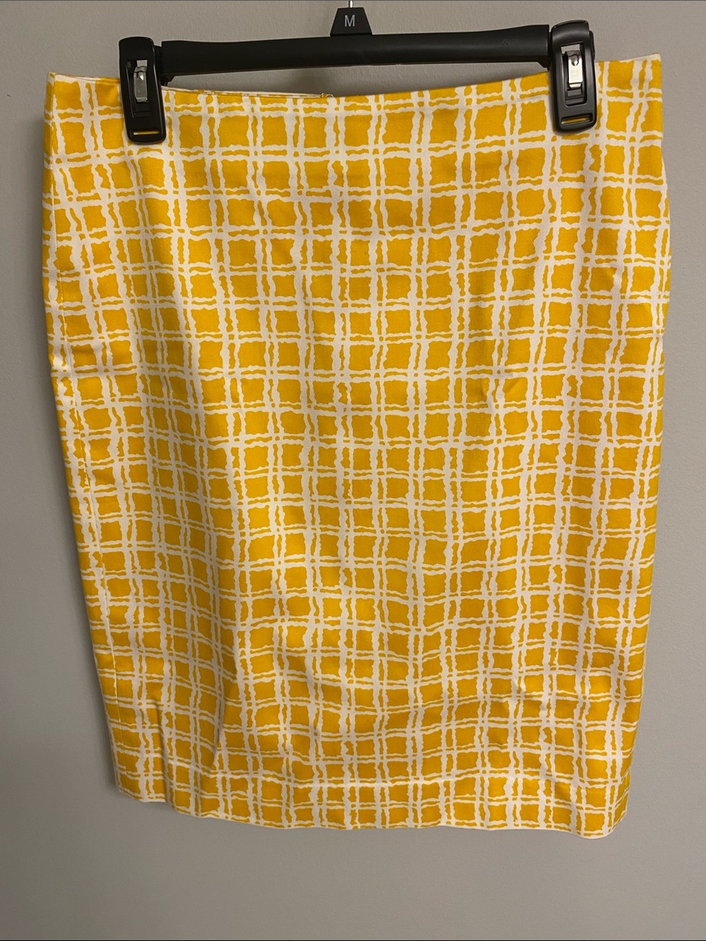 Talbots Yellow and White Plaid Pencil Skirt